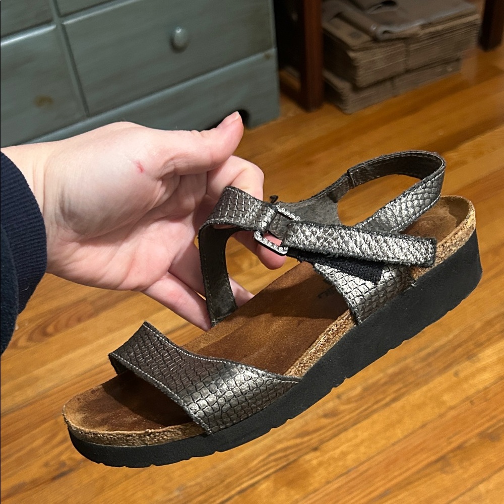 NAOT Leather Snake Embossed Sandals